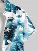 Plus Size Turtle Crab Fish Sea Creature Pritn Buttons Pocket Hawaii Shirt For Men -  