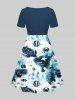 Robe hawaïenne cintrée grande taille à imprimé tortue, crabe, poisson et créature marine - Bleu profond XXS