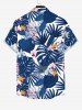 Plus Size Tropical Leaf Flowers Print Buttons Pocket Hawaii Shirt For Men -  