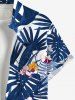 Plus Size Tropical Leaf Flowers Print Buttons Pocket Hawaii Shirt For Men -  