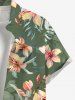Plus Size Flowers Tropical Leaf Print Buttons Pocket Hawaii Shirt For Men -  