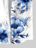 Plus Size Flowers Leaf Print Buttons Pocket Hawaii Shirt For Men -  