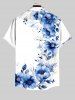 Chemise hawaïenne grande taille à imprimé fleurs et feuilles, avec poches et boutons, pour homme - Blanc 2XL