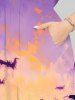 Plus Size Pumpkin Lantern Bat Galaxy Print Halloween Costume Split Pocket A Line Midi Dress -  