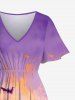 Plus Size Pumpkin Lantern Bat Galaxy Print Halloween Costume Split Pocket A Line Midi Dress -  