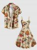 Plus Size Skull Flower Pumpkin Mask Print Halloween Costume A Line Tank Dress -  