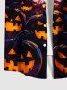 Chemise grande taille à imprimé citrouille, lanterne, chauve-souris, galaxie, Halloween, boutonnée et poche pour homme - Violet clair 5XL