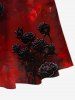 Plus Size Tie Dye Ombre Rose Flower Print Halloween Costume Cold Shoulder Crisscross A Line Maxi Dress -  