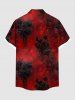 Plus Size Tie Dye Ombre Rose Flower Print Halloween Button Pocket Shirt For Men -  