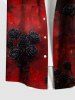 Plus Size Tie Dye Ombre Rose Flower Print Halloween Button Pocket Shirt For Men -  