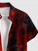 Plus Size Tie Dye Ombre Rose Flower Print Halloween Button Pocket Shirt For Men -  