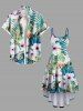 Robe caraco hawaïenne taille plus à imprimé feuilles tropicales et fleurs - Vert S