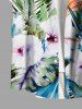 Plus Size Tropical Leaf Flowers Print Buttons Pocket Hawaii Shirt For Men -  