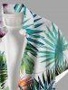 Plus Size Tropical Leaf Flowers Print Buttons Pocket Hawaii Shirt For Men -  