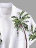 Plus Size Coconut Tree Print Buttons Pocket Hawaii Shirt For Men -  