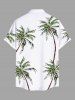 Plus Size Coconut Tree Print Buttons Pocket Hawaii Shirt For Men -  