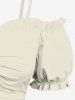 Plus Size Cold Shoulder Puff Sleeve Solid Cinched Top -  
