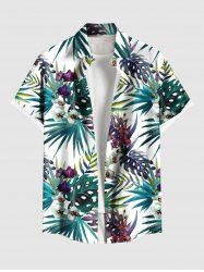 Chemise hawaïenne grande taille à imprimé feuilles tropicales et fleurs pour homme - Vert M