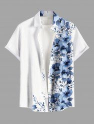 Chemise hawaïenne grande taille à imprimé fleurs et feuilles, avec poches et boutons, pour homme - Blanc 5XL
