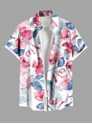 Chemise hawaïenne grande taille à imprimé tropical, fleurs et feuilles, avec poches et boutons, pour homme - Rose clair 2XL