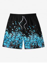 Short de plage hawaïen grande taille à imprimé fleurs et feuilles pour homme - Noir 6XL