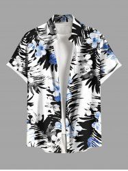 Chemise hawaïenne grande taille à imprimé feuilles tropicales et fleurs pour homme - Blanc M
