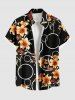 Tenue de plage hawaïenne assortie grande taille à imprimé bulles de fleurs de lys pour couples - Noir 