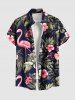 Tropical Leaf Hibiscus Flower Flamingo Print Plus Size Matching Hawaii Beach Outfit For Couples -  