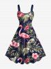 Tropical Leaf Hibiscus Flower Flamingo Print Plus Size Matching Hawaii Beach Outfit For Couples -  