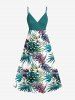 Tenue de plage hawaïenne assortie grande taille à imprimé feuilles tropicales et fleurs pour couples - Vert 