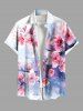 Watercolor Peach Blossom Flowers Print Plus Size Matching Hawaii Beach Outfit For Couples -  