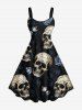Halloween Skulls Rose Flowers Print Plus Size Matching Beach Outfit For Couples -  
