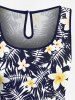 Matching Hawaii Shirt and Romper Plus Size Beach Outfit Tropical Leaf Hibiscus Printed for Couples -  