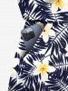 Matching Hawaii Shirt and Romper Plus Size Beach Outfit Tropical Leaf Hibiscus Printed for Couples -  