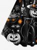 Costume d'Halloween citrouille magicien chat toile d'araignée chauve-souris château imprimé grande taille tenue assortie pour couples - Noir 