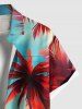 Plus Size Coconut Tree Sky Print Hawaii Button Pocket Shirt For Men -  