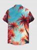 Plus Size Coconut Tree Sky Print Hawaii Button Pocket Shirt For Men -  