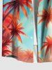 Plus Size Coconut Tree Sky Print Hawaii Button Pocket Shirt For Men -  
