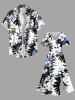 Plus Size Tropical Leaf Flower Print Hawaii Split Pocket A Line Midi Dress -  