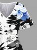 Plus Size Tropical Leaf Flower Print Hawaii Split Pocket A Line Midi Dress -  