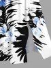 Plus Size Tropical Leaf Flower Print Hawaii Split Pocket A Line Midi Dress -  