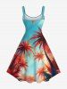 Robe débardeur trapèze hawaïenne grande taille à imprimé cocotiers et ciel - Bleu S