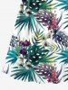 Plus Size Tropical Leaf Flower Print Hawaii Surplice A Line Cami Dress -  