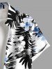 Chemise hawaïenne grande taille à imprimé feuilles tropicales et fleurs pour homme - Blanc M