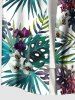 Plus Size Tropical Leaf Flower Print Hawaii Button Pocket Shirt For Men -  