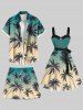 Plus Size Coconut Tree Ombre Print Hawaii Drawstring Pocket Beach Shorts For Men -  