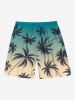 Plus Size Coconut Tree Ombre Print Hawaii Drawstring Pocket Beach Shorts For Men -  