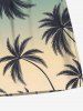 Short de plage hawaïen grande taille à imprimé cocotiers ombré et poches avec cordon de serrage pour homme - Vert 7XL