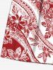 Short de plage hawaïen grande taille à imprimé ethnique, feuilles tropicales, hibiscus et fleurs, avec cordon de serrage, pour homme - Rouge 5XL