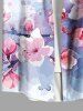 Plus Size Watercolor Peach Blossom Flowers Print Buttons Pocket Hawaii Shirt For Men -  
